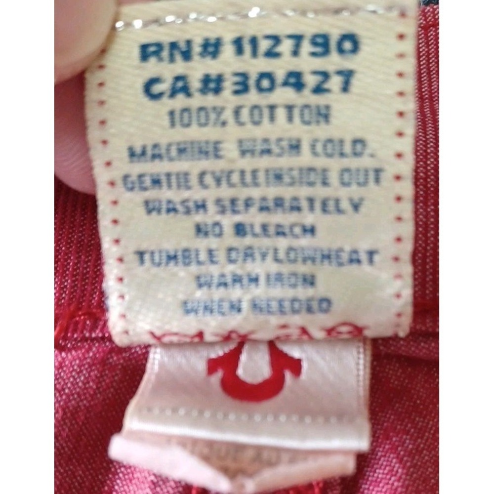 True Religion Billy Super T Mens 36x33 Red Pants Y2K Vintage - Picture 9 of 10